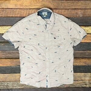 The Black Dog Short Sleeve Shirt Boys Youth Button Down Blue Flag & Anthem